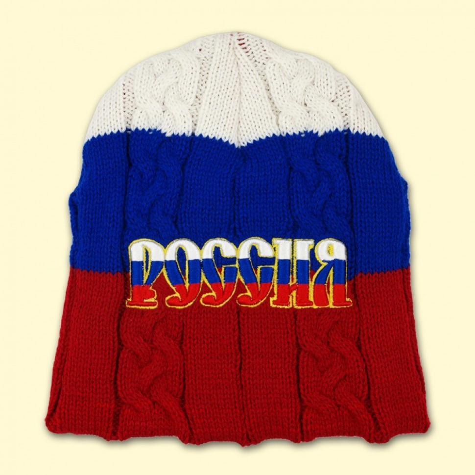 El gorro "la Rusia" invernal la bandera de tres colores, 100 % de Akril