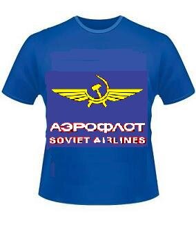 Camiseta infantil estampada Aeroflot (tamanhos: para idades de 5 a 6 anos, cor azul)