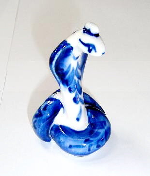 Serpiente Cobra de porcelana, souvenir de Rusia, altura 6 cm
