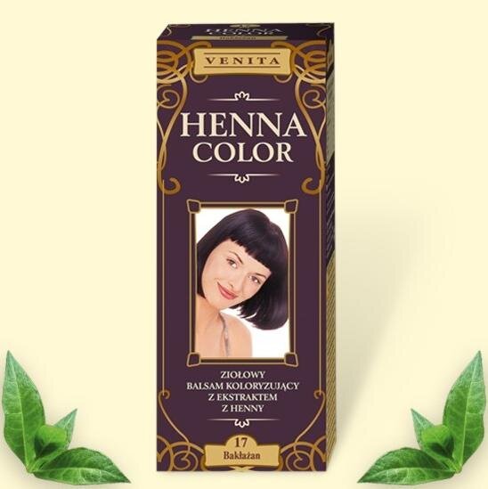 Красящий травяной бальзам "Henna Color" на основе натуральной хны, 75 мл, цвет: баклажан
