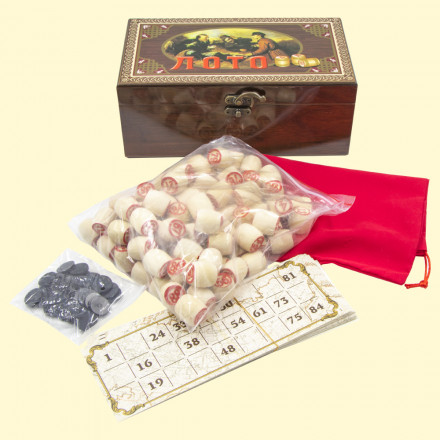 Игра - Русское лото в деревянной коробке, 24 x 13,5 x 9,5 см