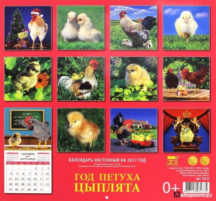 Календар "Курчата" 2017 рік, 29 х 30 см