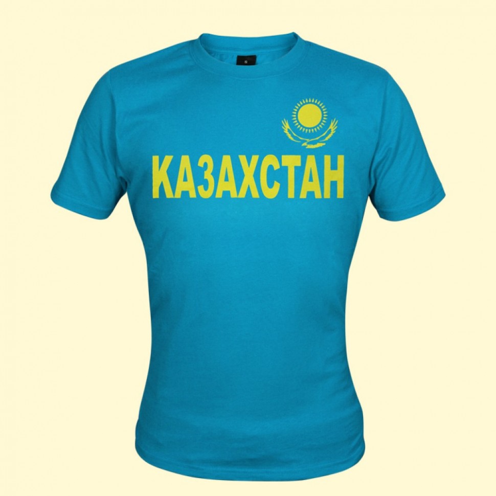La en "Kazajistan", de azul turqui, 100 %-хлопок
