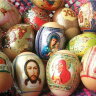 Etiquetas termo adhesivas "Gzhel" para huevos de Pascua, 7 unidades