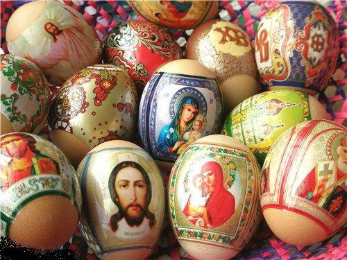 Etiquetas termo adhesivas "Gzhel" para huevos de Pascua, 7 unidades