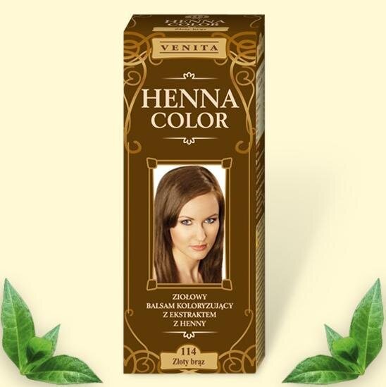 Красящий травяной бальзам "Henna Color" на основе натуральной хны, 75 мл, цвет: золотисто-коричневый