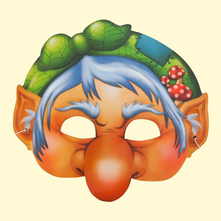 Маска "Баба Яга", 22 х 25 см, сет из 5 штук, каждая маска на резиночке,картонная