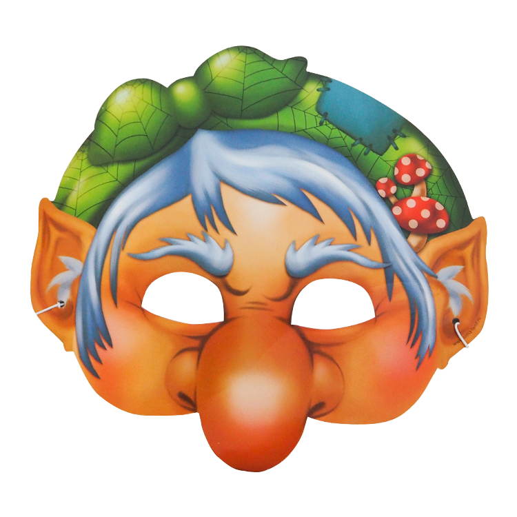 Маска "Баба Яга", 22 х 25 см, сет из 5 штук, каждая маска на резиночке,картонная