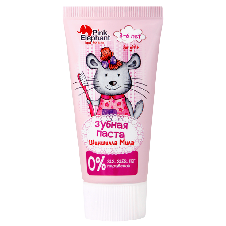 Зубная паста Pink Elefant "Шиншилла Мила" для детей от 3 - 6 лет, 50 мл Зубная паста Pink Elefant "Шиншилла Мила" для детей от 3 - 6 лет, 50 мл