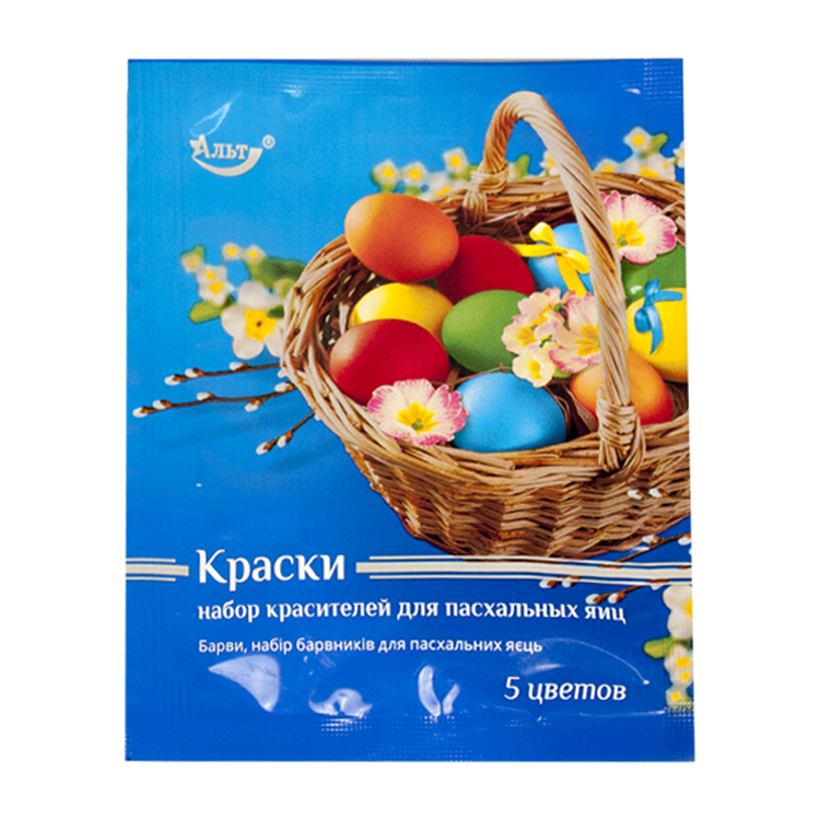 Набор пищевых красителей для яиц, 5 цветов (красн., оранж., жёлтый, зелёный, голубой), 25 г