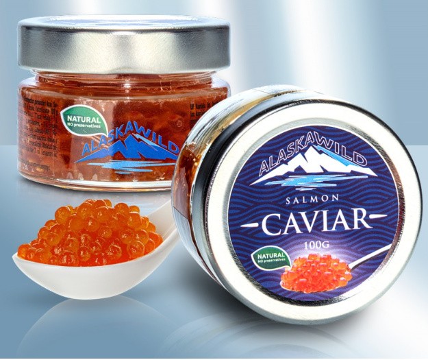 Caviar de salmão rosa em vidro 100g