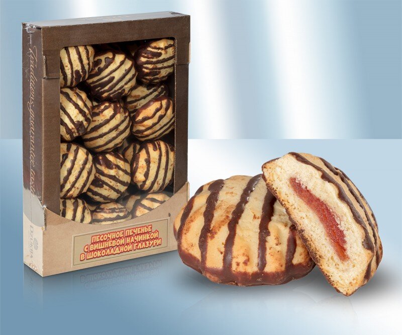 Пісочне печиво з вишневою начинкою у шоколадній, 450 г