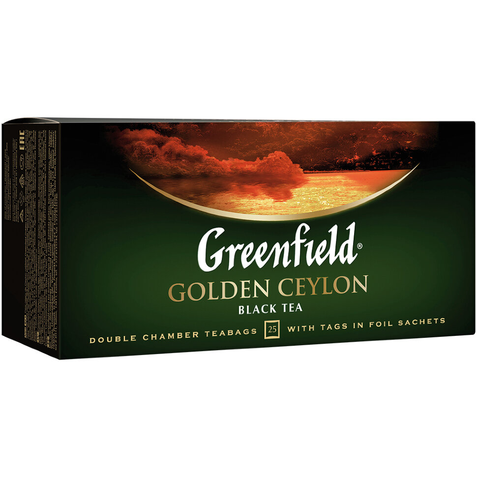 Te negro en bolsitas "Greenfield" Golden Ceylon, 50 g, 25 bolsas