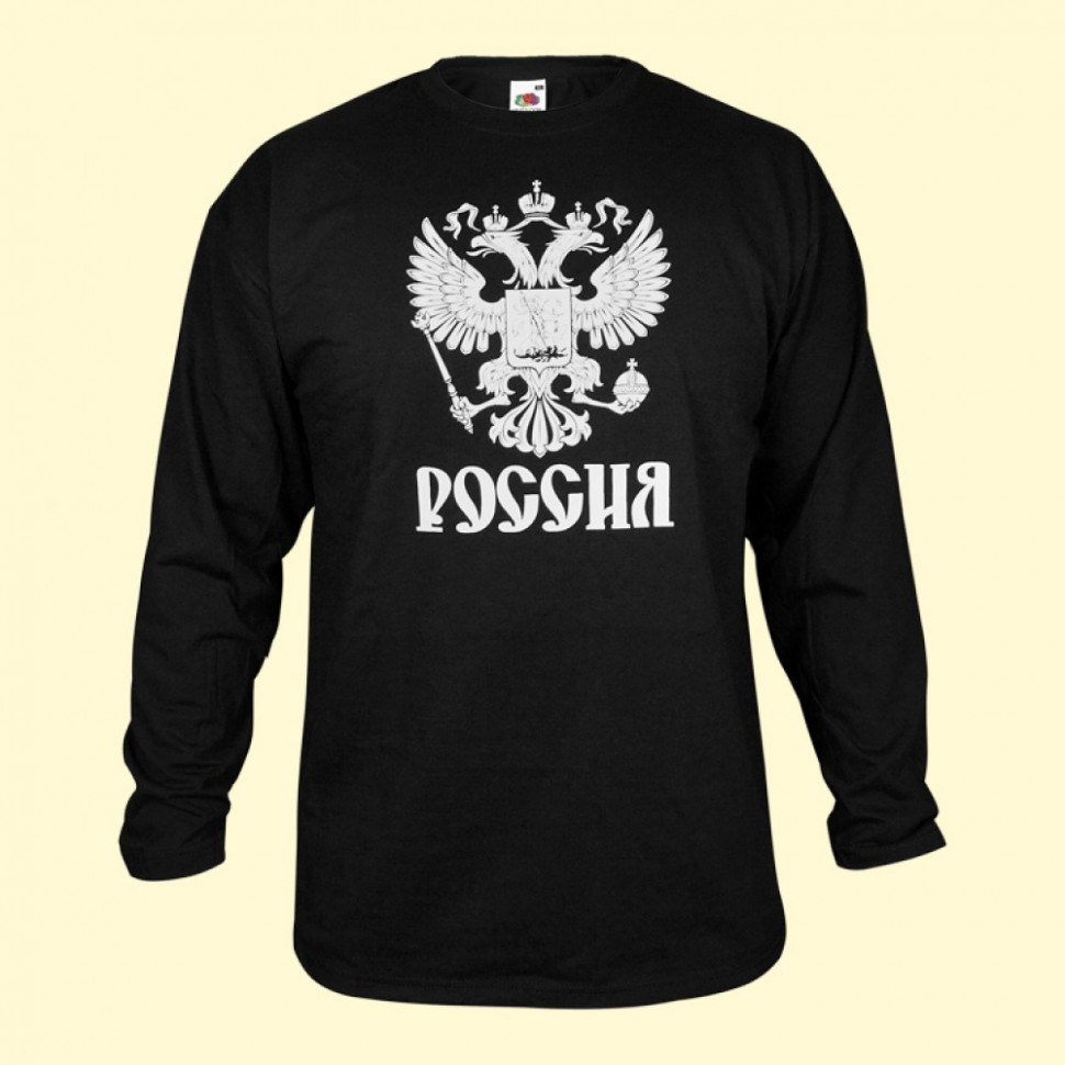 La camiseta con la manga larga "Rusia" negro, 100 %-хлопок
