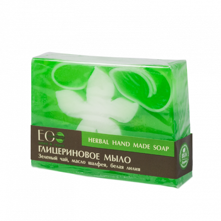 Мыло глицериновое "Herbal Soap" Зеленый чай, масло шалфея, белая лилия. 130 г