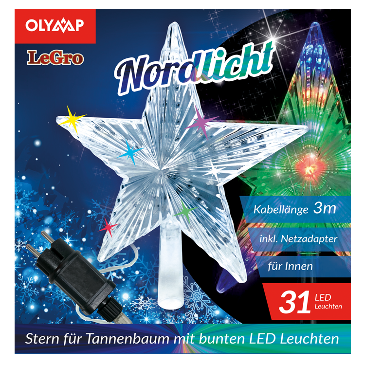 LED la Estrella para el Abeto "la Aurora boreal" con 31 bombillas multicolores