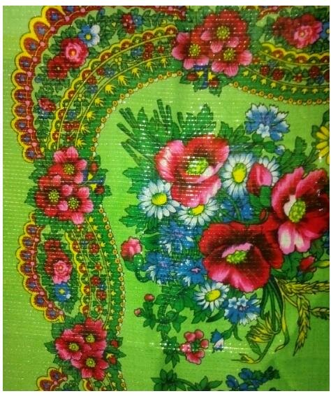 Panuelo Tradicional Folclorico Ruso para regalar 75x75 cm, (color verde claro, verde oscuro)