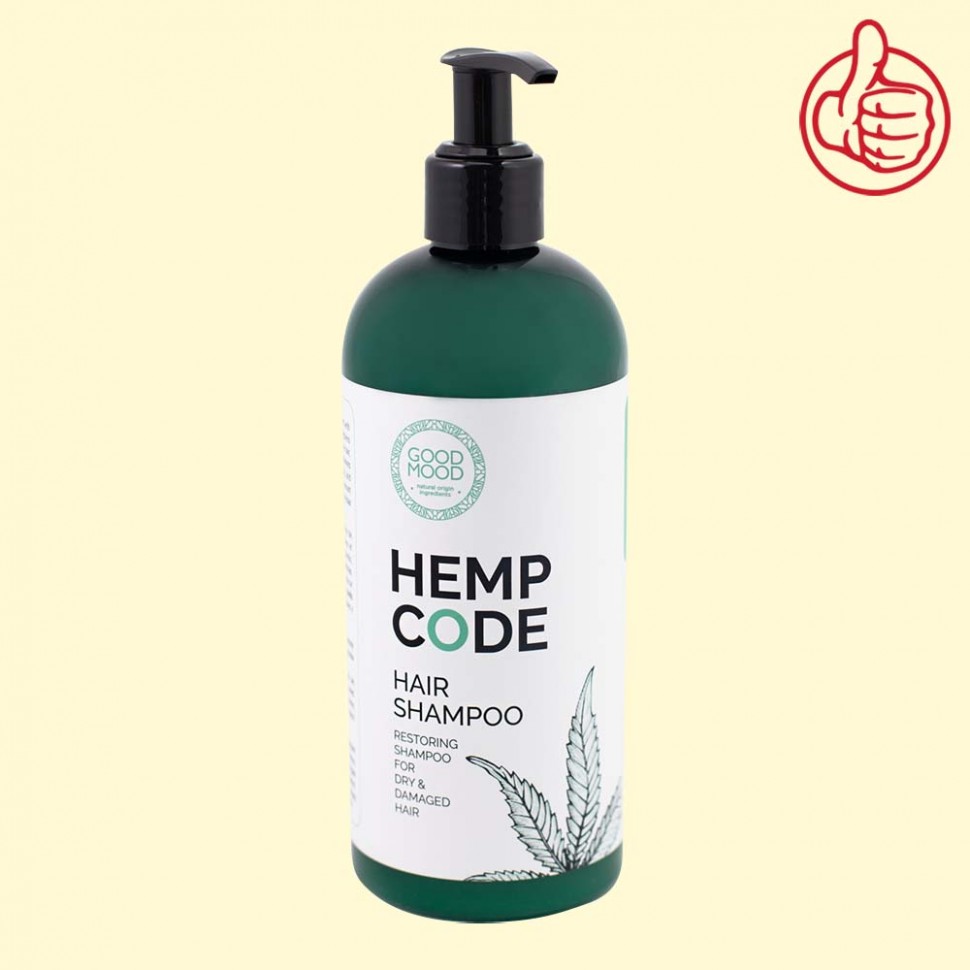 HEMP CODE Восстанавливающий шампунь конопляное масло для сухих и поврежденных волос Good Mood 400 мл
