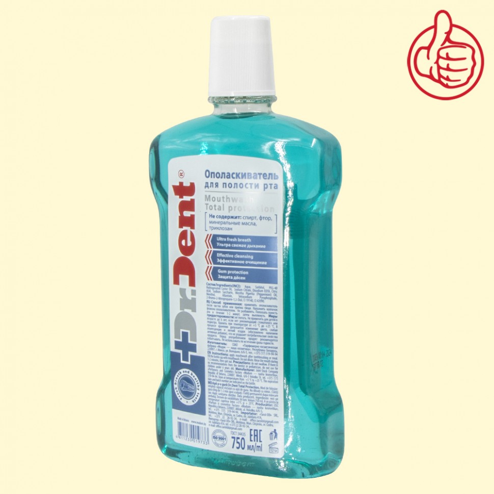 O detergente para a cavidade oral Dr. Dent Total Protection, 750 ml