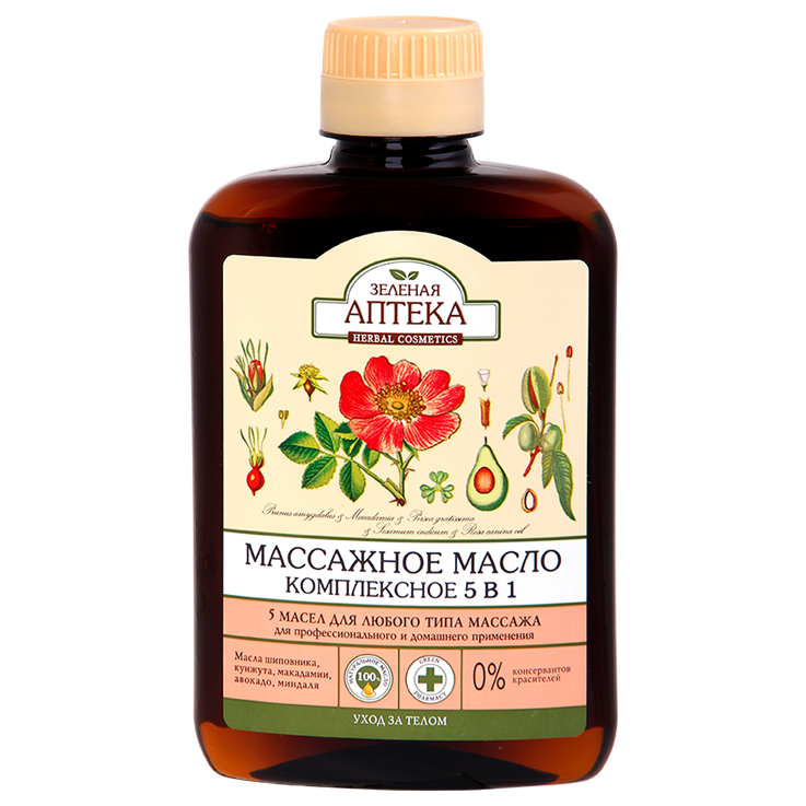 El aceite de masaje "la farmacia Verde" 200 ml, complejo 5 en 1