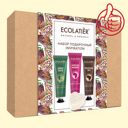 Набор подарочный ISPIRATION 3 крема для рук + мыло "ECOLATIER" 3 x 30 мл + 80 г