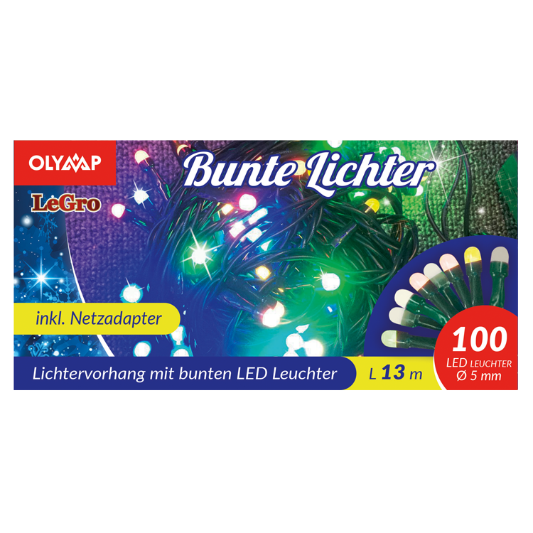LED гирлянда, 100 разноцветных лампочек, 13 м LED гирлянда, 100 разноцветных лампочек, 13 м