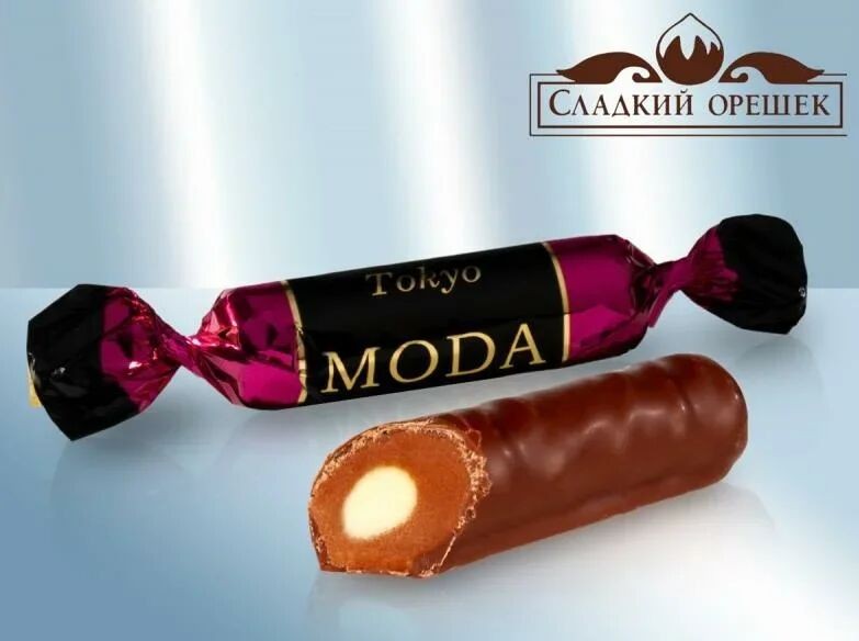 Dulces "MODA Tokyo" Claridad de sabores - Relleno cremoso de pistacho en glaseado de chocolate, 100 