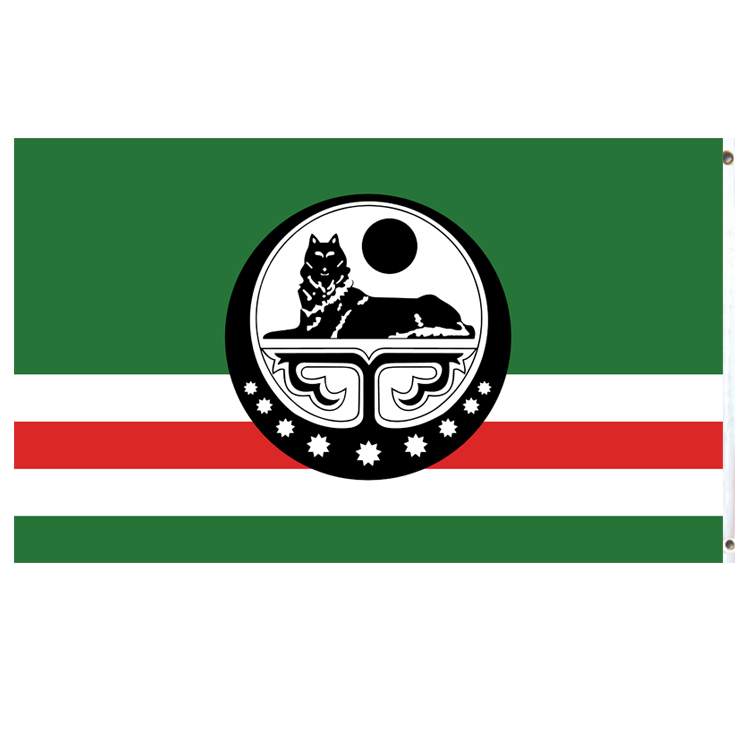 La bandera "Ichkeria" con el escudo, 90 x 150 cm, con 2 lyuversami por (los anillos)