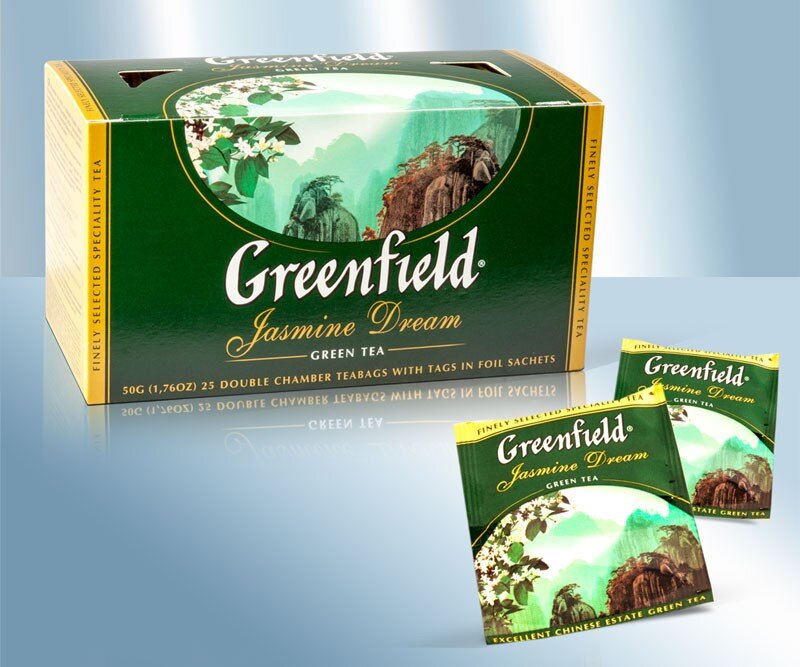 Чай зеленый пакетированный с добавками жасмина "Greenfield" Jasmine Dream, 50 г, 25 пакетиков