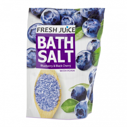 Соль для ванн с пеной Fresh Juice Черника и черная вишня, с маслом миндаля, Дой-пак, 500 мл