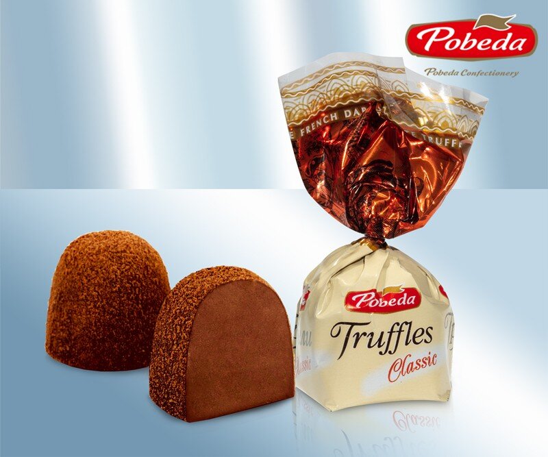 Chocolates russos. Bombons de chocolate "Trufas", 100 g