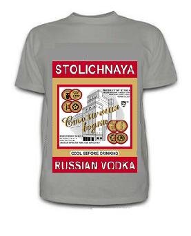 040-1 Camiseta masculina engraçada Vodka Stolichnaya (cor: cinza; tamanho: L)