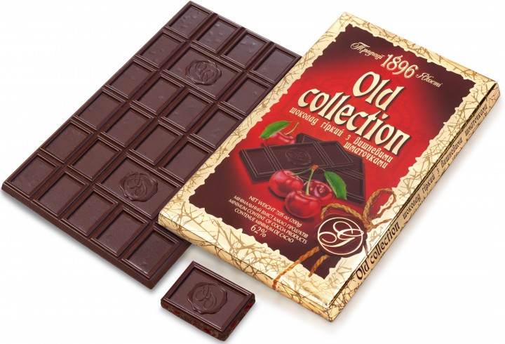 Chocolate "Old Collection" amargo com pedaços de cereja 62%, 200 g