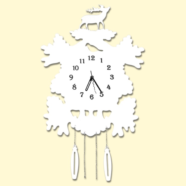 Las horas de pared "el Ciervo" blanco, 40х40 cm, del plastico