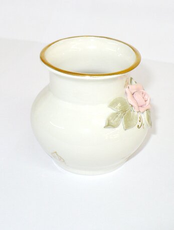 Pequeno vaso de porcelana russa "Rosa", feito à mão e pintado à mão