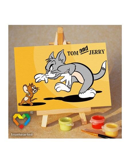 Para crianças. Defina para pintar imagens por números. Tom e Jerry (10 x 15 cm)