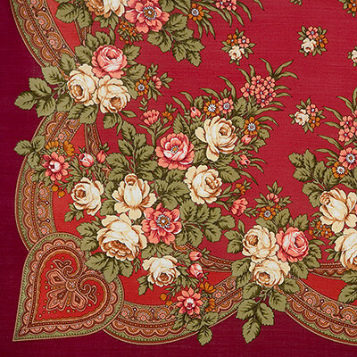 Panuelo Tradicional Folclorico Ruso para regalar, lana 100%, Pavlovskiy Posad, 125 x 125 cm