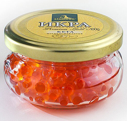 Caviar russo. Caviar de salmão em grão кeta ZARENDOM, 100 g