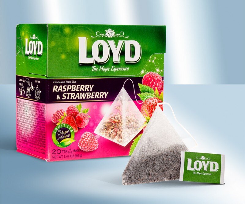 Чай фруктовый пакетированный "Loyd Tea" малина и клубника, 40 г, 20 пакетиков