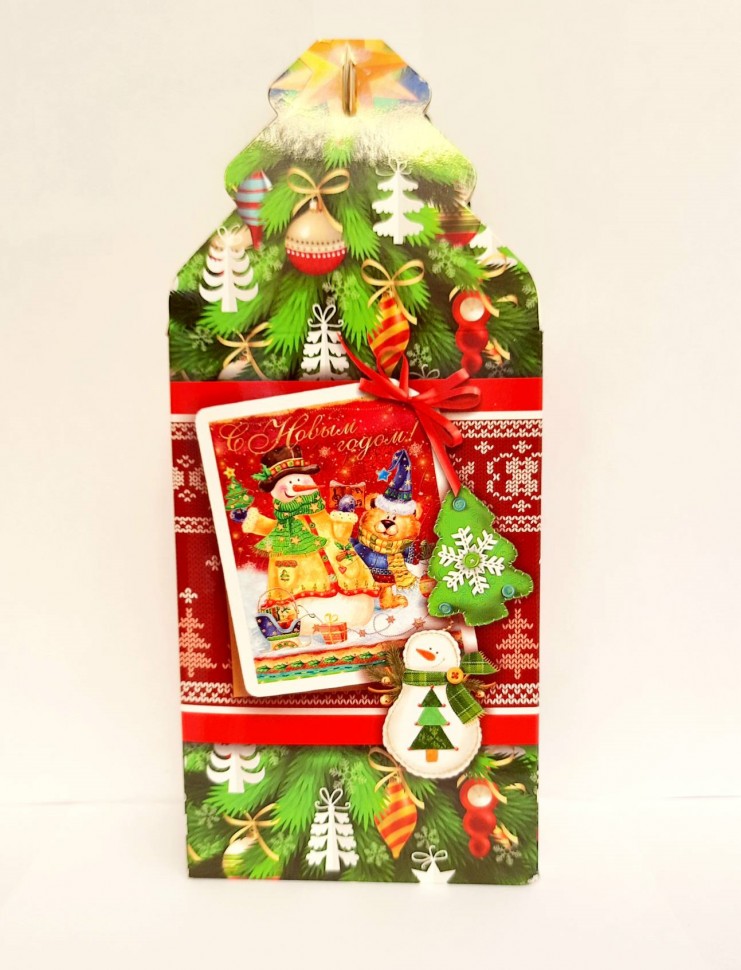 Подарочная коробка для конфет Снеговик и мишка