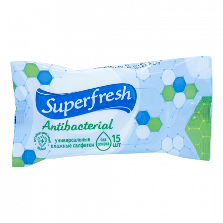 Влажные салфетки Superfresh Antibacterial, 15 шт.