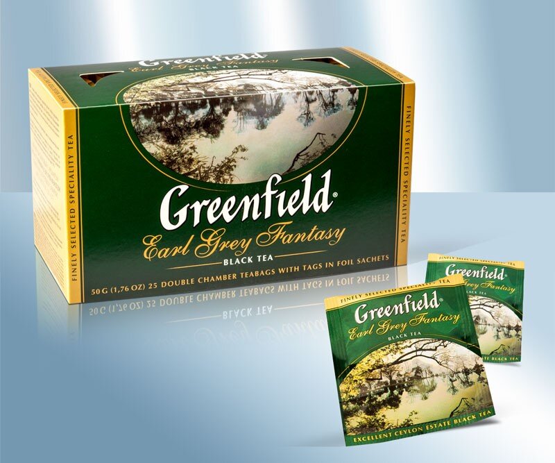 Chá preto em saquinhos "Greenfield" Earl Grey Fantasy, 50 g, 25 saquinhos