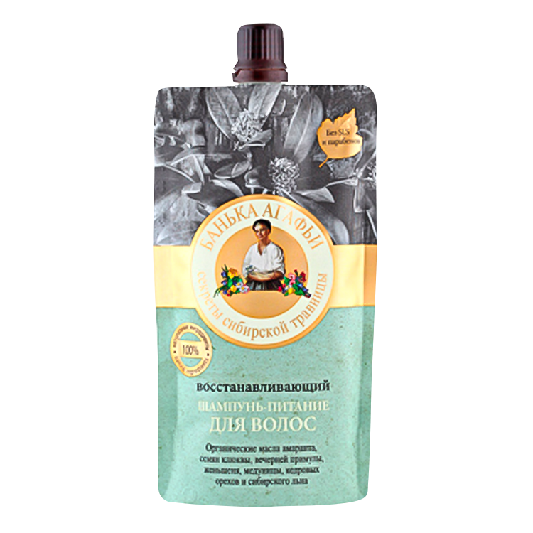 Shampoo revitalizante nutrição para cabelos "Receitas da Vovó Agafia", 100 ml