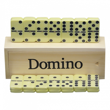 Домино, 28 костяшек 4 x 2 см, деревянный бокс 16 х 6 х 3,5 см