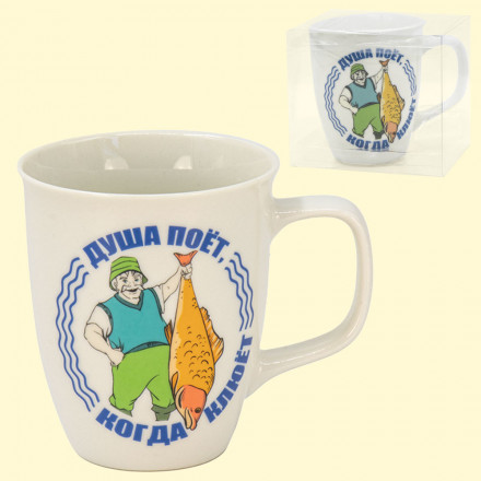 Кружка "Душа поет, когда клюет", 0,4 Л, Д-9,5см, В-11см