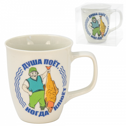 Кружка "Душа поет, когда клюет", 0,4 Л, Д-9,5см, В-11см