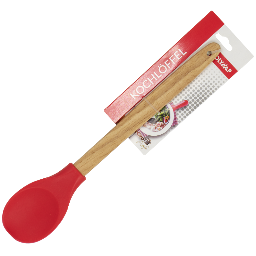 La cuchara de silicio con la mano de madera, 31 h 6 h 1,5 cm