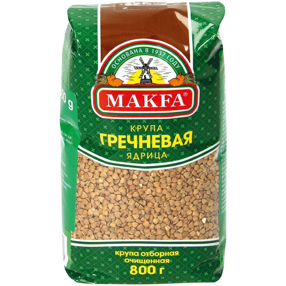 Comida russa. Grão de trigo mourisco "Макfа", 800 g