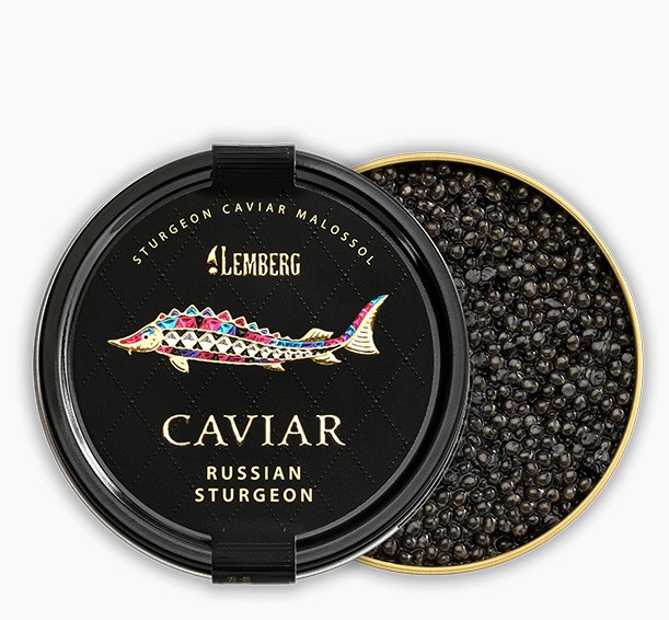 Caviar de esturión ruso, sin conservantes 50 g Lemberg