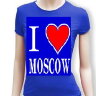 Футболка женская I love Moscow (цвет синий, размеры: S, M, L, XL)